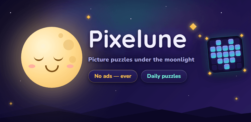 Pixelune — Puzzle Game · Android website built by Senithu Software Solutions